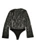 Lush 100% Polyester Black Silver Bodysuit Size M - photo 2