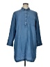 Old Navy 100% Lyocell Blue 3/4 Sleeve Button-Down Shirt Size XL - photo 1