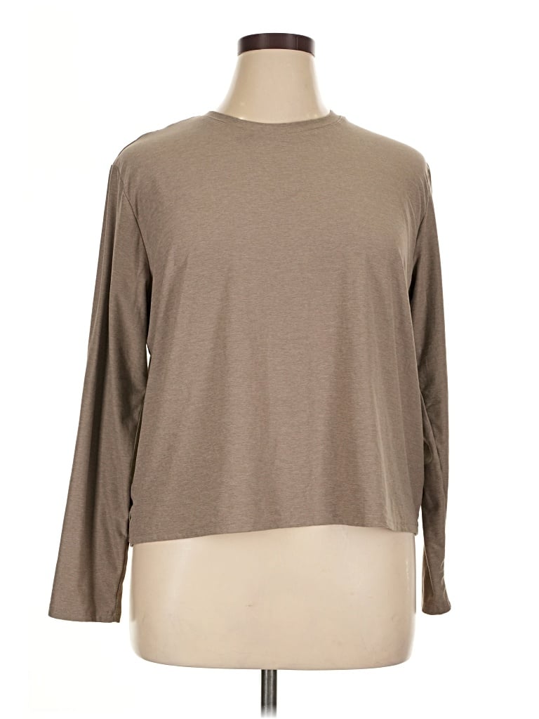 Pre-owned Athletic Works Long Sleeve T-shirt In Tan