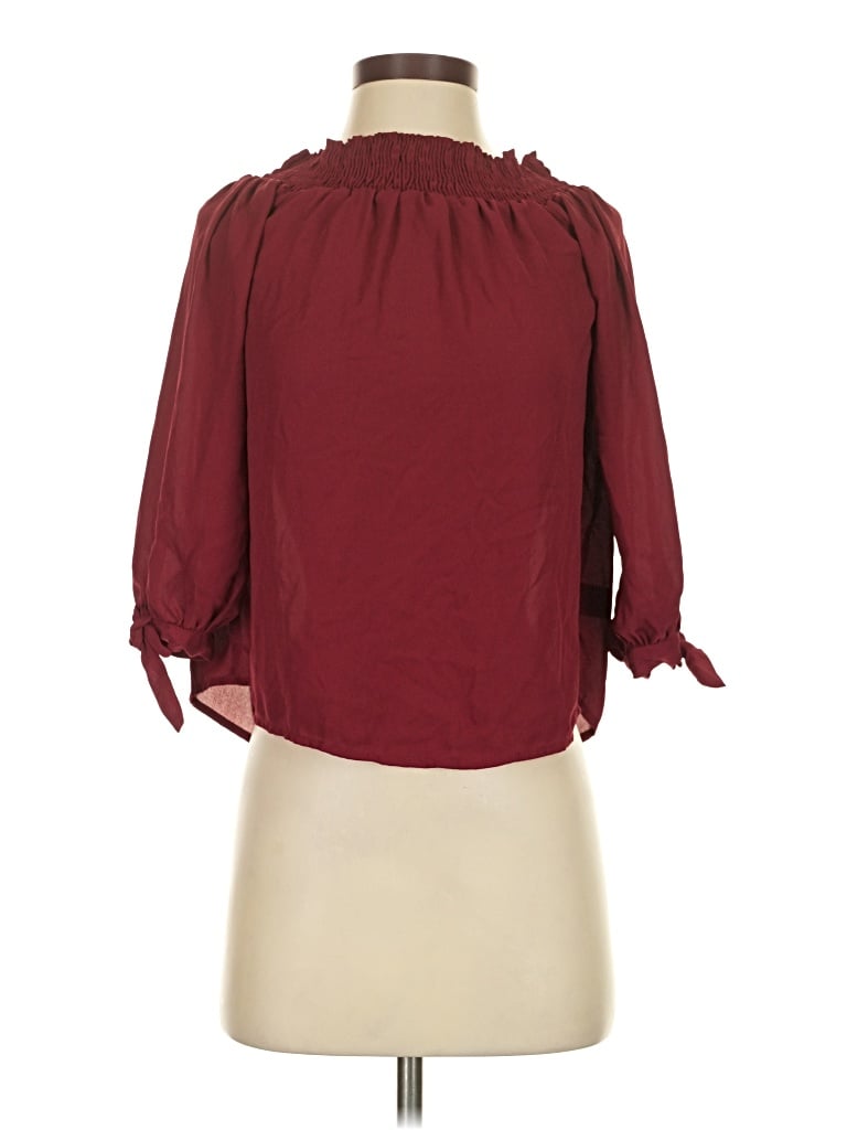 Pre-owned Iris 3/4 Sleeve T-shirt In Burgundy