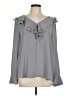 Ann Taylor 100% Polyester Gray Long Sleeve Blouse Size L - photo 1