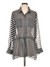 Tommy Hilfiger 100% Polyester Chevron-herringbone Silver Long Sleeve Blouse Size L - photo 1
