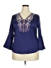 Assorted Brands 100% Polyester Blue Purple 3/4 Sleeve Blouse Size XL - photo 1