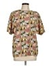 Caviar 100% Polyester Tropical Gold Short Sleeve Blouse Size L - photo 1