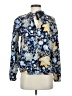 Elan Floral Blue Long Sleeve Blouse Size S - photo 1