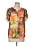 Chico's 100% Polyester Orange Green Short Sleeve Blouse Size Lg (2) - photo 1