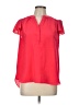 Attention 100% Polyester Red Short Sleeve Blouse Size L - photo 1