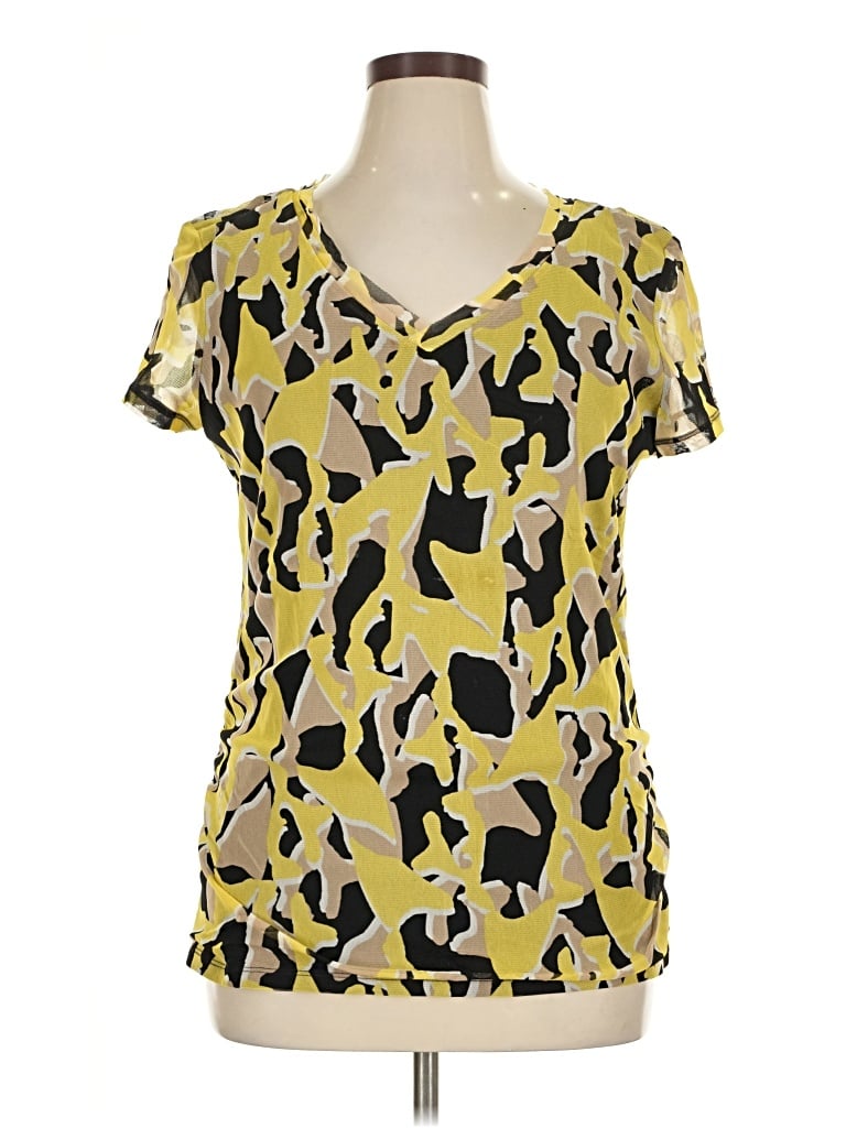 Pre-owned Dana Buchman Short Sleeve Blouse In Yellow
