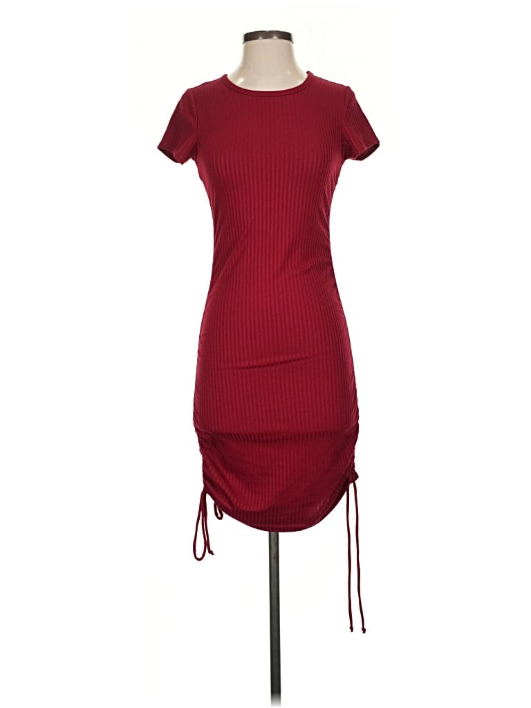 Pre-owned Originality Casual Dress In Burgundy