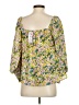 Joy Joy 100% Polyester Yellow 3/4 Sleeve Blouse Size XS - photo 2