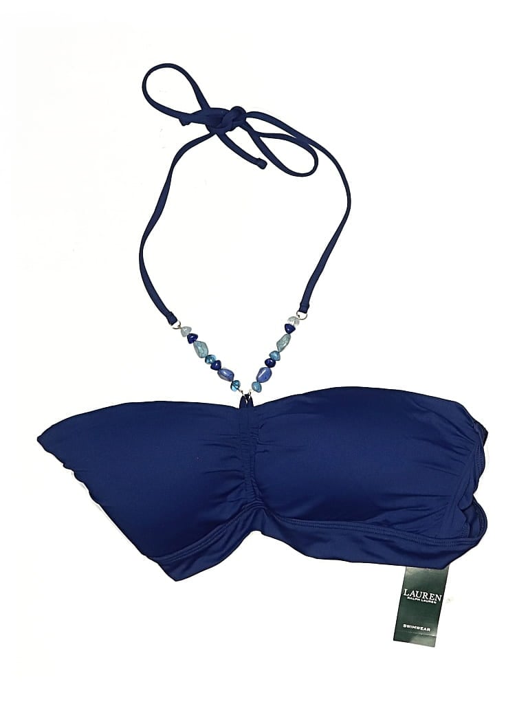 Polo Ralph Lauren Swimsuit Top Blue Solid Pattern Swimwear