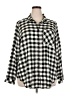 Torrid Checkered-gingham Black 3/4 Sleeve Button-Down Shirt Size 2X Plus (2) - photo 1