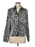 George Animal Print Silver Long Sleeve Blouse Size M - photo 1
