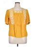 Solitaire 100% Rayon Yellow Short Sleeve Blouse Size XL - photo 1