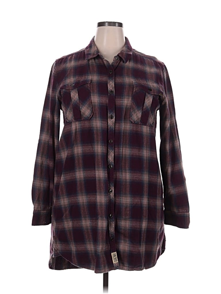 Pre-owned Harley Davidson 3/4 Sleeve Button Down Shirt In Burgundy