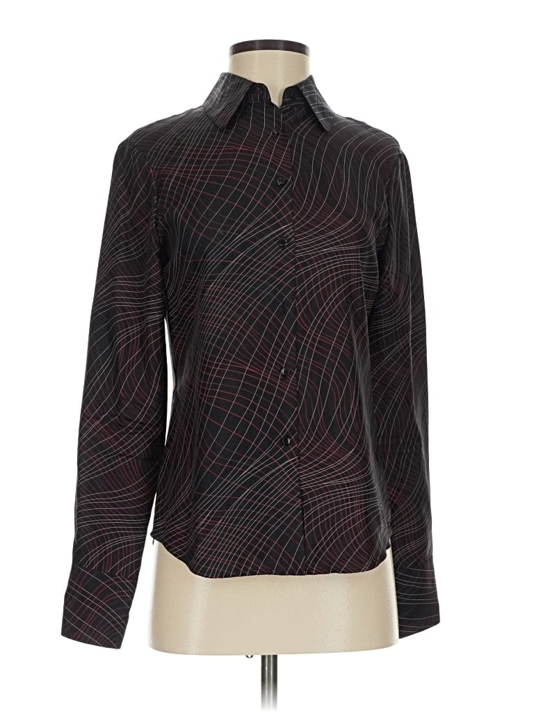 Pre-owned Ak Anne Klein Long Sleeve Blouse In Black