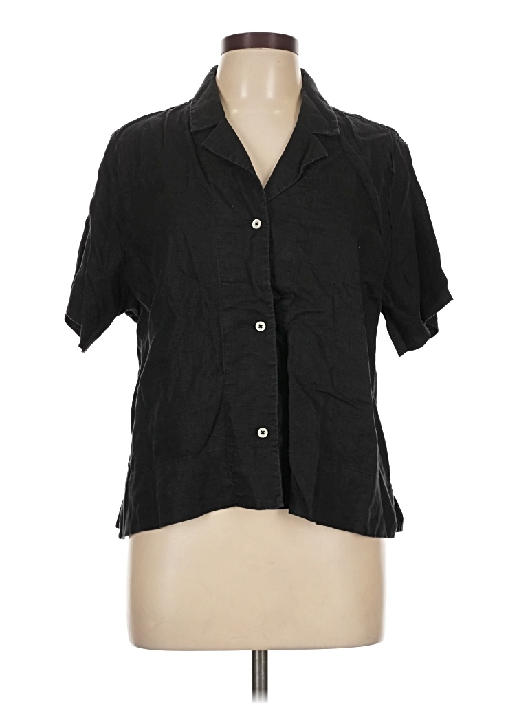 Pre-owned Quince Short Sleeve Blouse In Black