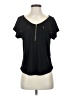 Flower & Feather Black Short Sleeve Top Size S - photo 1