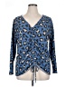 Nouvida Animal Print Blue Long Sleeve Blouse Size XL (estimated) - photo 1