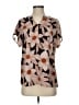CAbi 100% Polyester Floral Brown Short Sleeve Blouse Size XS - photo 1