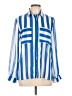 Lime Blue 100% Polyester Stripes Blue Long Sleeve Blouse Size L - photo 1