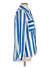 Lime Blue 100% Polyester Stripes Blue Long Sleeve Blouse Size L - photo 4