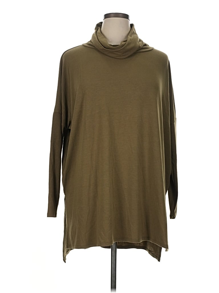 Pre-owned Zenana Long Sleeve Turtleneck In Brown