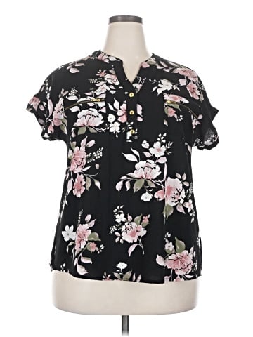 Flower & Feather Short Sleeve Blouse (view 1)
