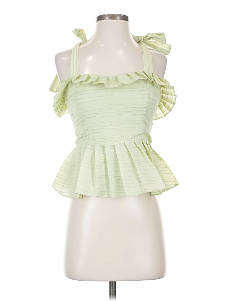 Mable Sleeveless Top Green Strapless Neckline Tops