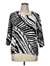 TanJay Graphic Black Silver 3/4 Sleeve Blouse Size XL - photo 1