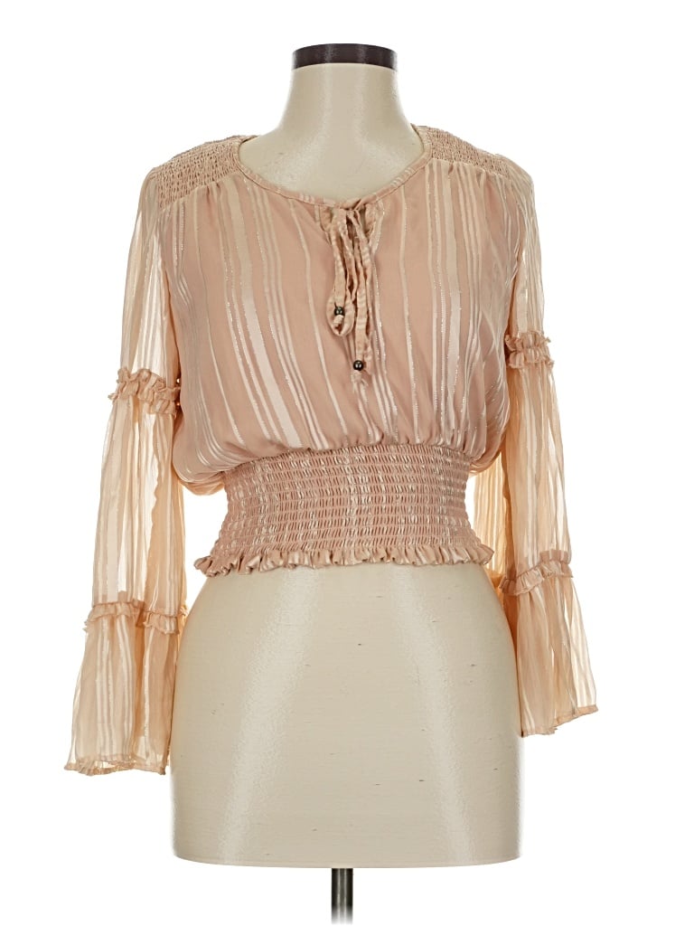 Pre-owned Angie 3/4 Sleeve Blouse In Brown