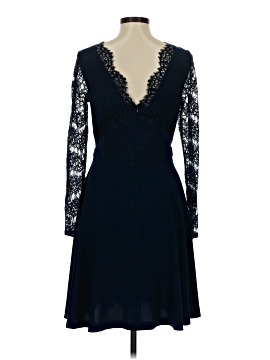 chinese dress ladies (S) Gunne Sax Navy Blue Floral Drop Waist Collared Dress main image 0