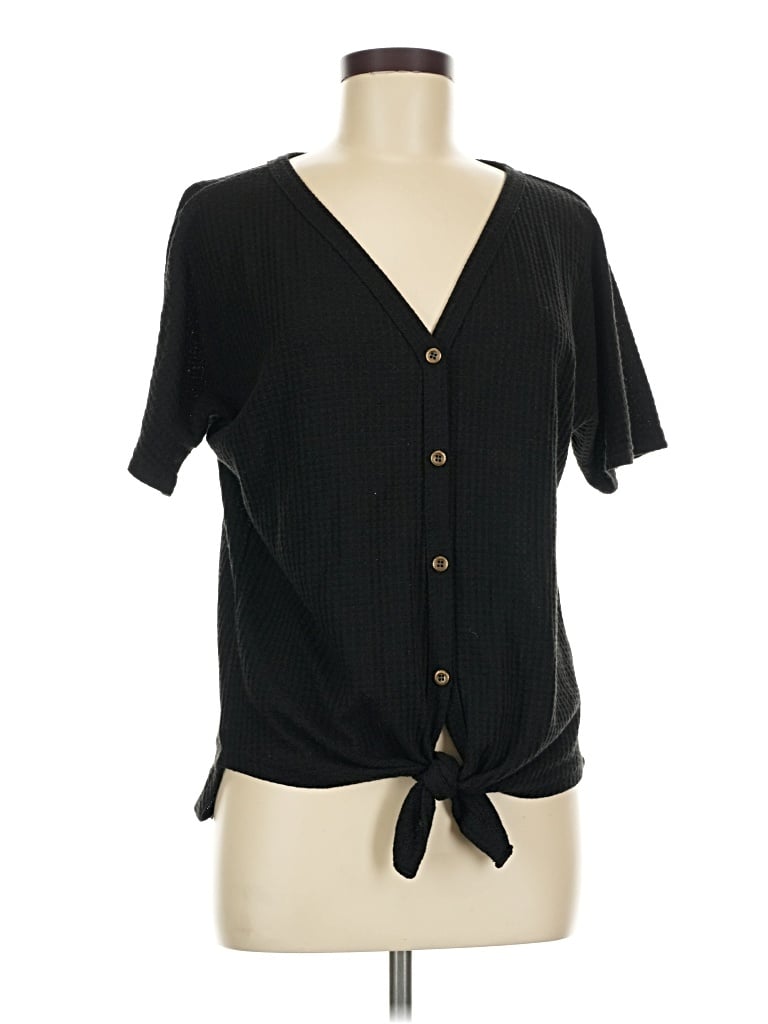 Pre-owned Iwollence Short Sleeve Blouse In Black