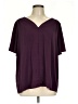 BLOOMCHIC 100% Polyester Burgundy Purple Short Sleeve Blouse Size 10 - photo 1