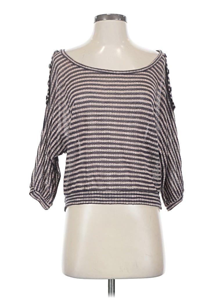 Pre-owned Splendid 3/4 Sleeve T-shirt In Gray