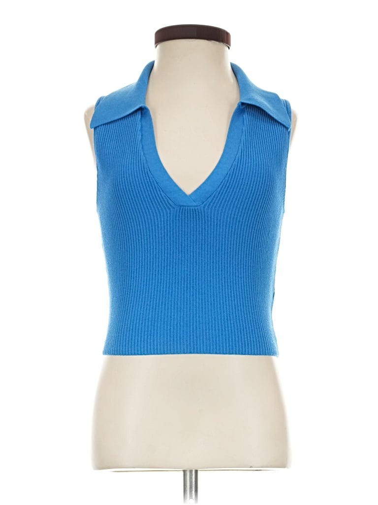 Pre-owned Whiteroom+cactus Sleeveless Top Blue Halter Neckline Tops