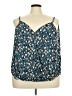 Meri Skye Floral Teal Sleeveless Blouse Size 5X - photo 1