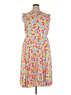Robe Imprimée Florale Ann Taylor Taille 4 - Sans Manches, Longueur Genoux, Bleu Et Marron, Occasion Excellent état
