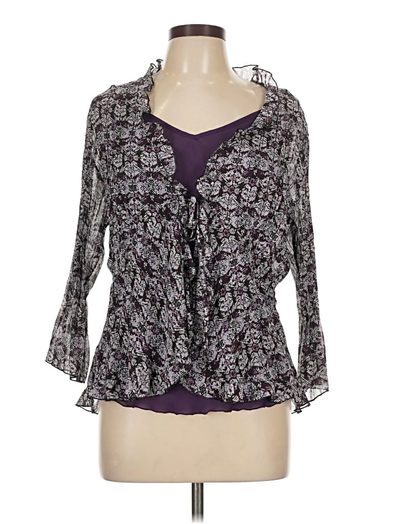 Pre-owned Notations 3/4 Sleeve Blouse In Purple