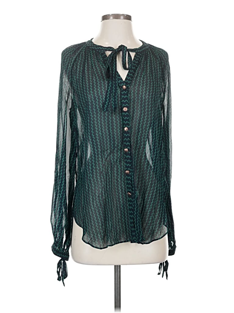 Pre-owned Maeve Long Sleeve Blouse In Blue