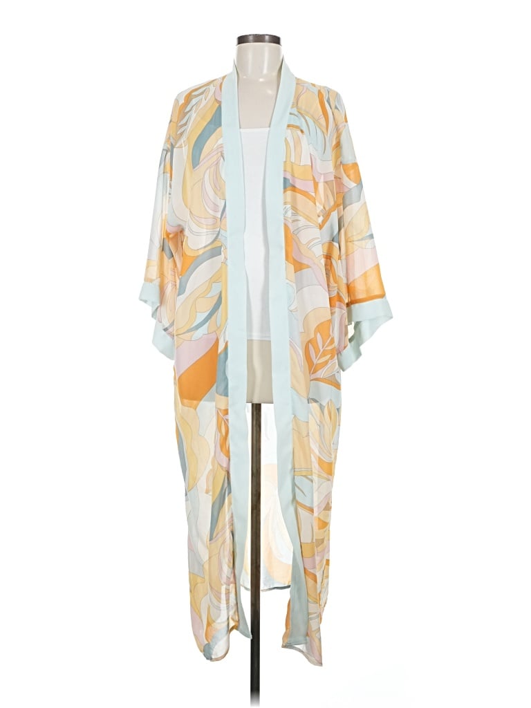 Pre-owned Forever 21 Contemporary Kimono In Yellow