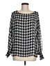 Vince Camuto 100% Polyester Houndstooth Silver Long Sleeve Blouse Size M - photo 1
