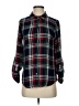 Buttons 100% Polyester Plaid Black Blue Long Sleeve Blouse Size S - photo 1