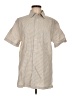 Lands' End Chevron-herringbone Tan Short Sleeve Button-Down Shirt Size M - photo 1