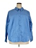 D&Co. Solid Blue 3/4 Sleeve Button-Down Shirt Size 3X - photo 1