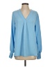 2 Hearts 100% Polyester Blue Long Sleeve Blouse Size S - photo 1