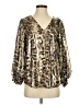 Assorted Brands 100% Polyester Animal Print Gold Long Sleeve Blouse Size S - photo 1