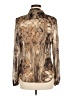 Per Se By Carlisle 100% Silk Animal Print Brown Long Sleeve Silk Top Size 8 - photo 2