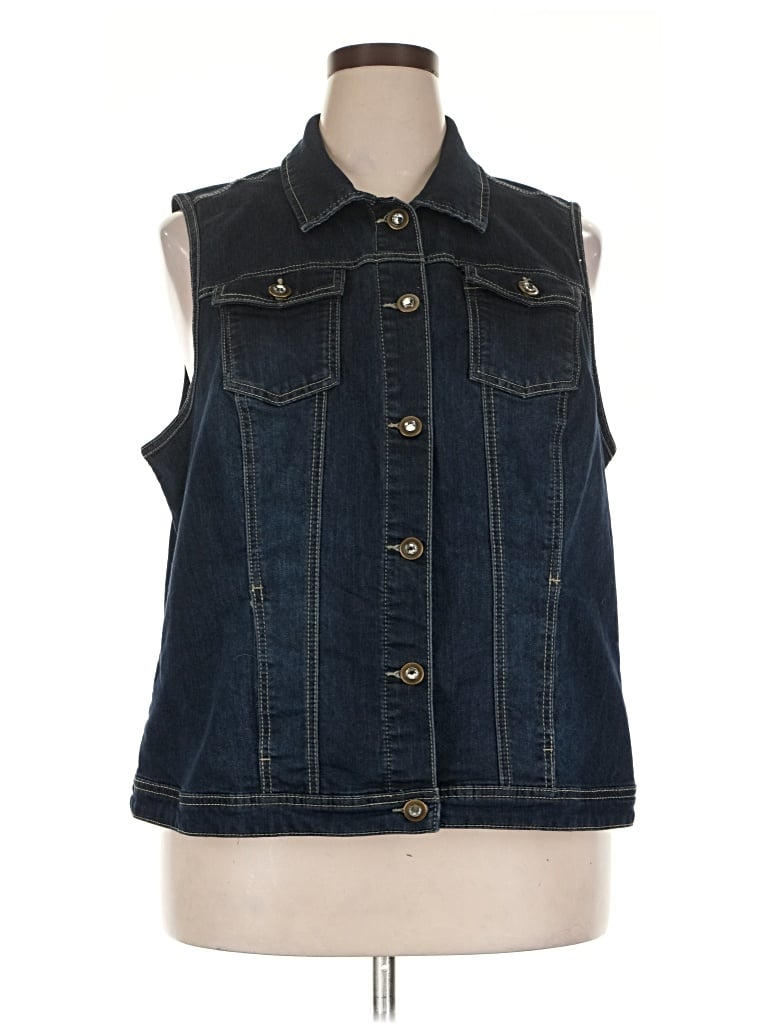 Pre-owned Cj Banks Denim Vest In Blue