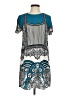 Express 100% Rayon Graphic Teal Casual Dress Size XS - photo 1